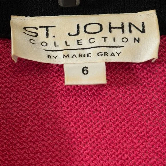 St John Collection Catalina Knit Blazer Pink Power Jacket 90s Style Barbiecore - Picture 8 of 10